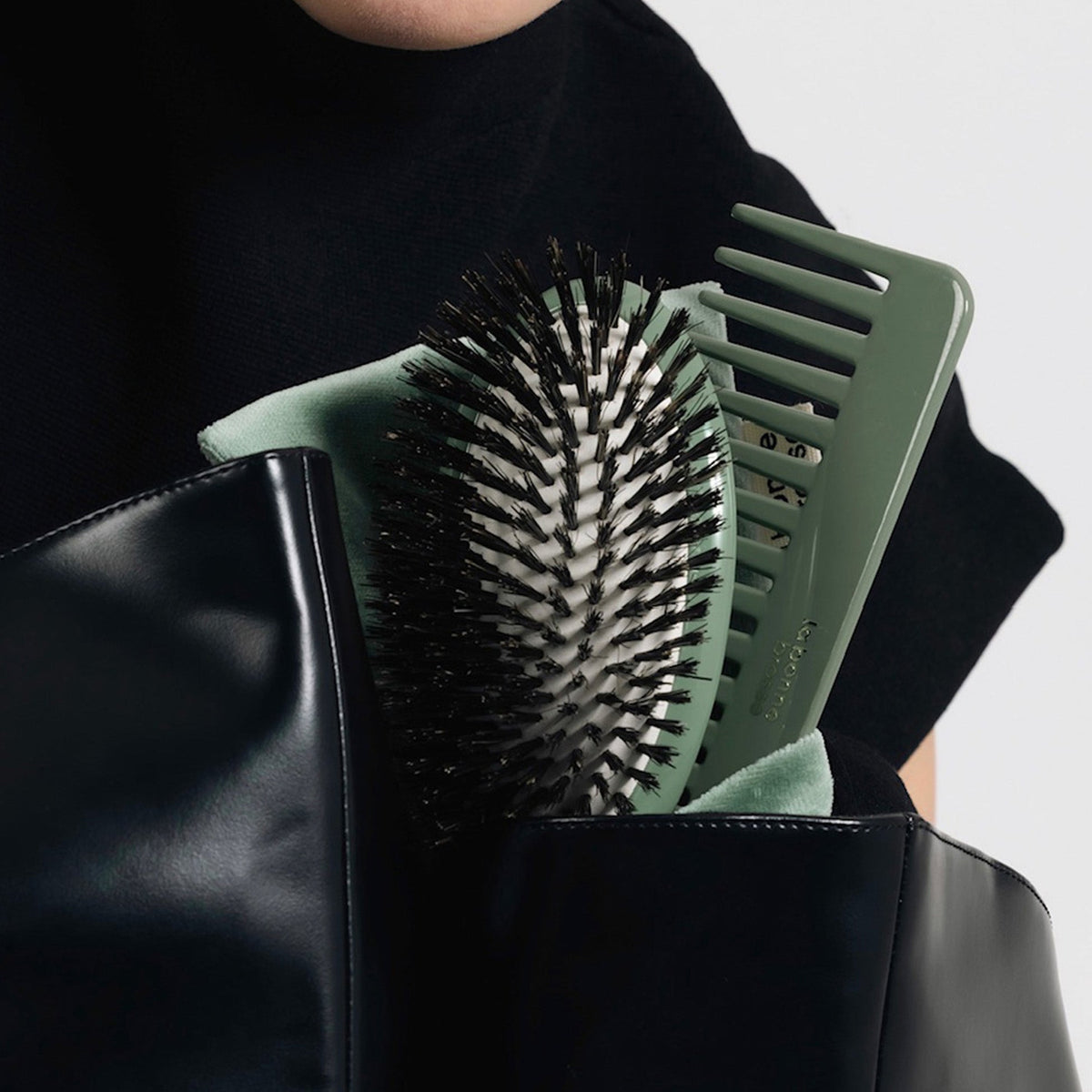 The Large Detangling Comb in Acetate Sage Green