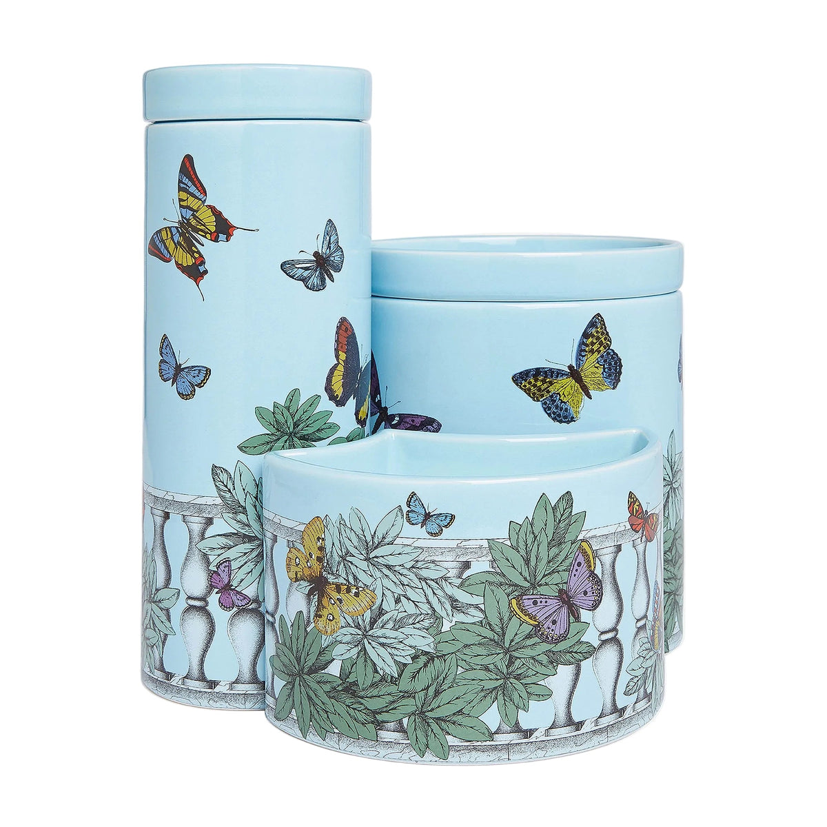 Set of three scented Candles NEL MENTRE - Giardino Segreto Fragrance - Farfalle e balaustra Décor